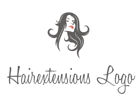 head of woman with long hair beauty logo icon