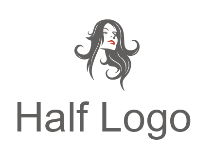 head of woman with long hair beauty logo icon