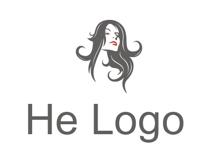 head of woman with long hair beauty logo icon