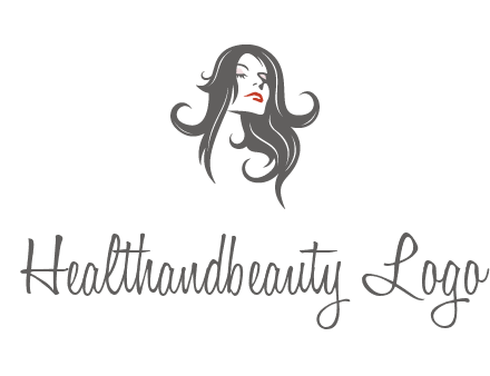 head of woman with long hair beauty logo icon