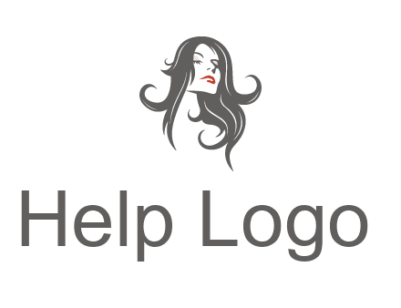 head of woman with long hair beauty logo icon