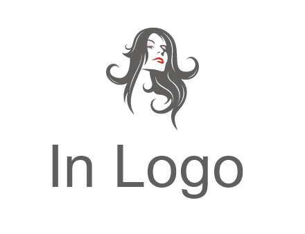 head of woman with long hair beauty logo icon