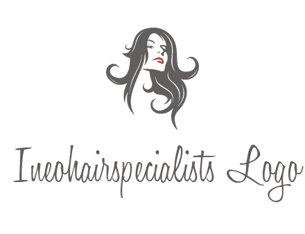 head of woman with long hair beauty logo icon