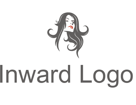 head of woman with long hair beauty logo icon
