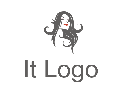 head of woman with long hair beauty logo icon