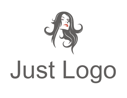 head of woman with long hair beauty logo icon