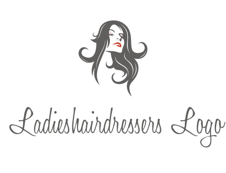 head of woman with long hair beauty logo icon