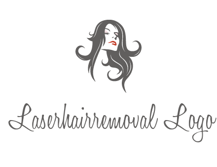 head of woman with long hair beauty logo icon