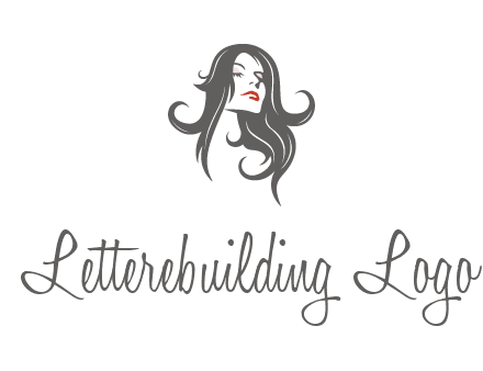 head of woman with long hair beauty logo icon