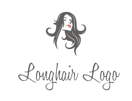 head of woman with long hair beauty logo icon