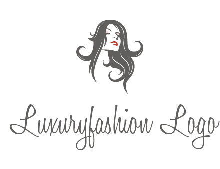 head of woman with long hair beauty logo icon