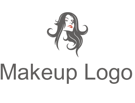 head of woman with long hair beauty logo icon