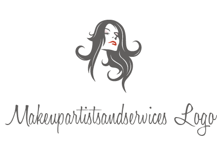 head of woman with long hair beauty logo icon