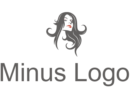head of woman with long hair beauty logo icon
