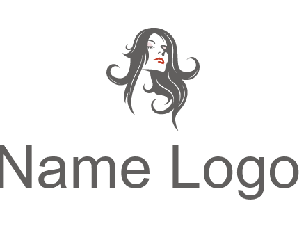 head of woman with long hair beauty logo icon