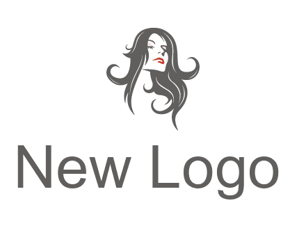 head of woman with long hair beauty logo icon