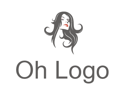 head of woman with long hair beauty logo icon