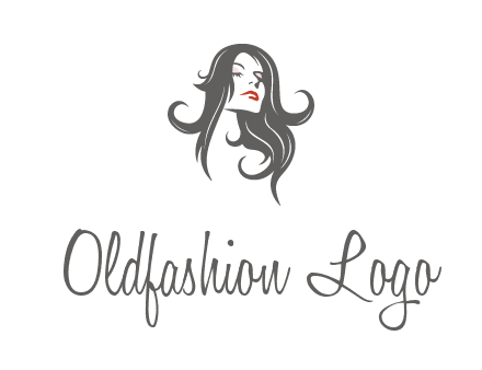 head of woman with long hair beauty logo icon