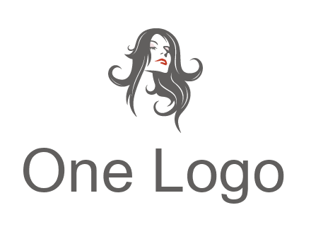 head of woman with long hair beauty logo icon