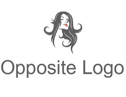 head of woman with long hair beauty logo icon