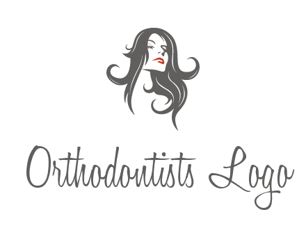 head of woman with long hair beauty logo icon
