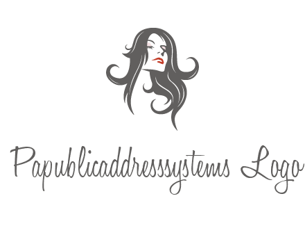 head of woman with long hair beauty logo icon
