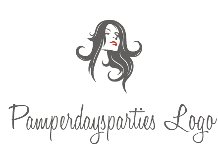 head of woman with long hair beauty logo icon