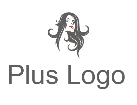 head of woman with long hair beauty logo icon