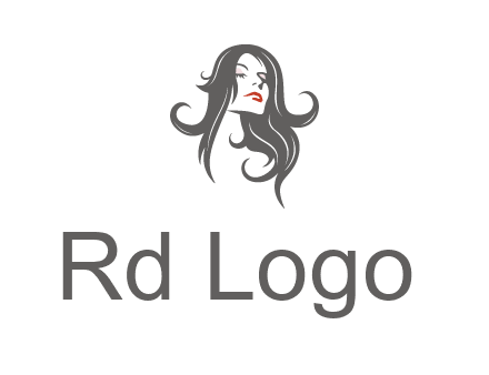 head of woman with long hair beauty logo icon
