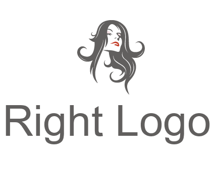 head of woman with long hair beauty logo icon