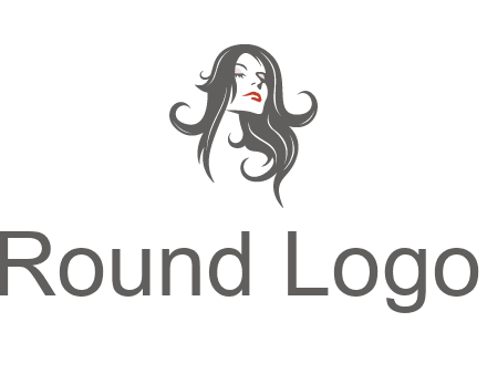 head of woman with long hair beauty logo icon