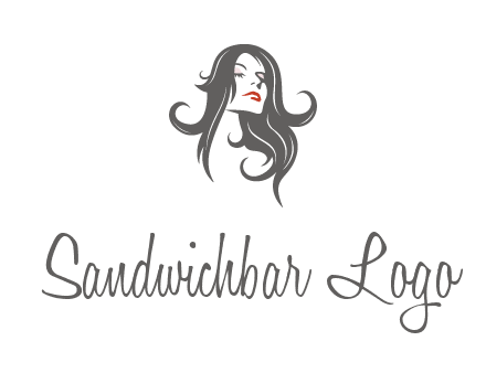 head of woman with long hair beauty logo icon