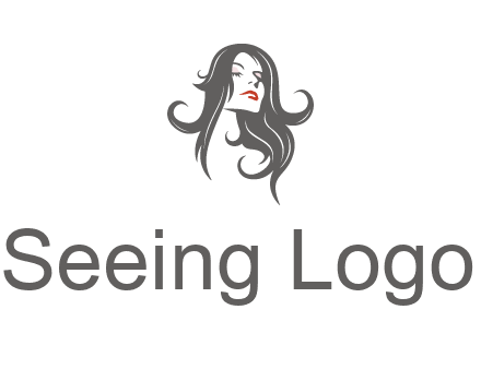 head of woman with long hair beauty logo icon
