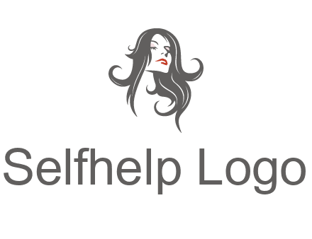head of woman with long hair beauty logo icon