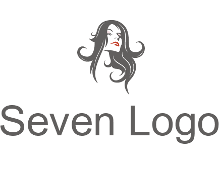 head of woman with long hair beauty logo icon