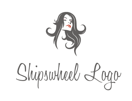 head of woman with long hair beauty logo icon