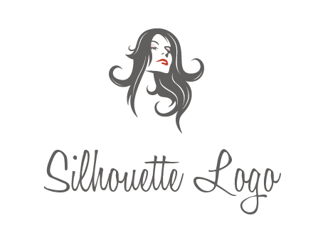 head of woman with long hair beauty logo icon