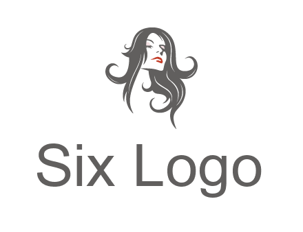head of woman with long hair beauty logo icon