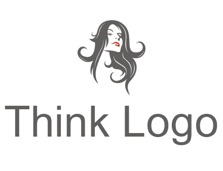head of woman with long hair beauty logo icon