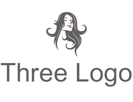 head of woman with long hair beauty logo icon