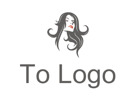 head of woman with long hair beauty logo icon