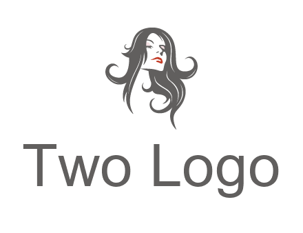 head of woman with long hair beauty logo icon
