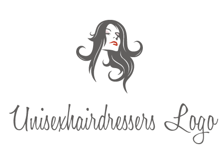 head of woman with long hair beauty logo icon