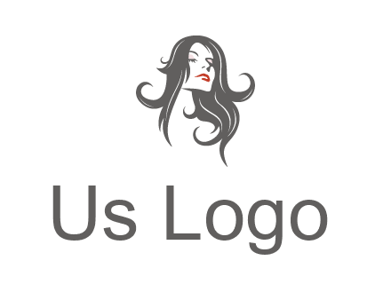 head of woman with long hair beauty logo icon