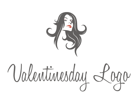 head of woman with long hair beauty logo icon