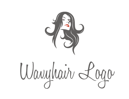 head of woman with long hair beauty logo icon