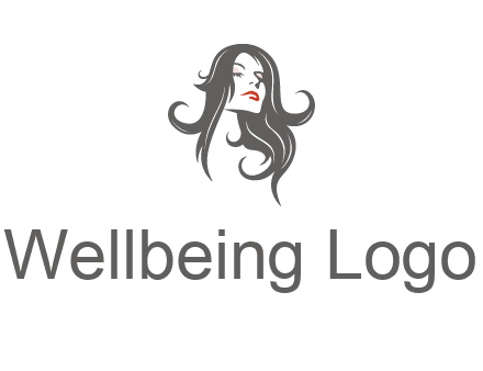 head of woman with long hair beauty logo icon