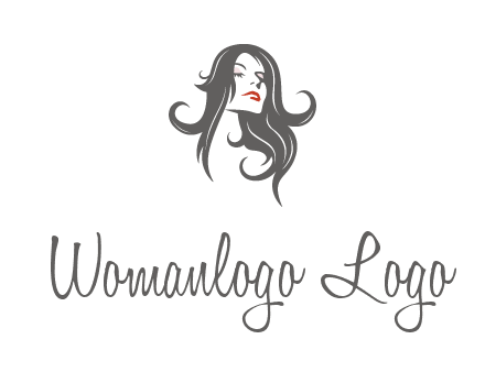 head of woman with long hair beauty logo icon