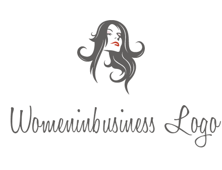 head of woman with long hair beauty logo icon