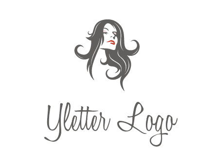head of woman with long hair beauty logo icon